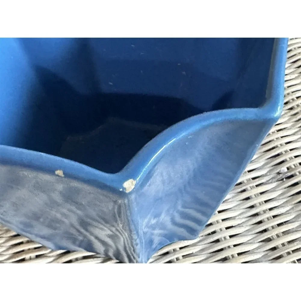 VINTAGE HAEGER BLUE GLAZE FLOWERPOT PLANTER 8-SIDED MODEL 3785 Octagon